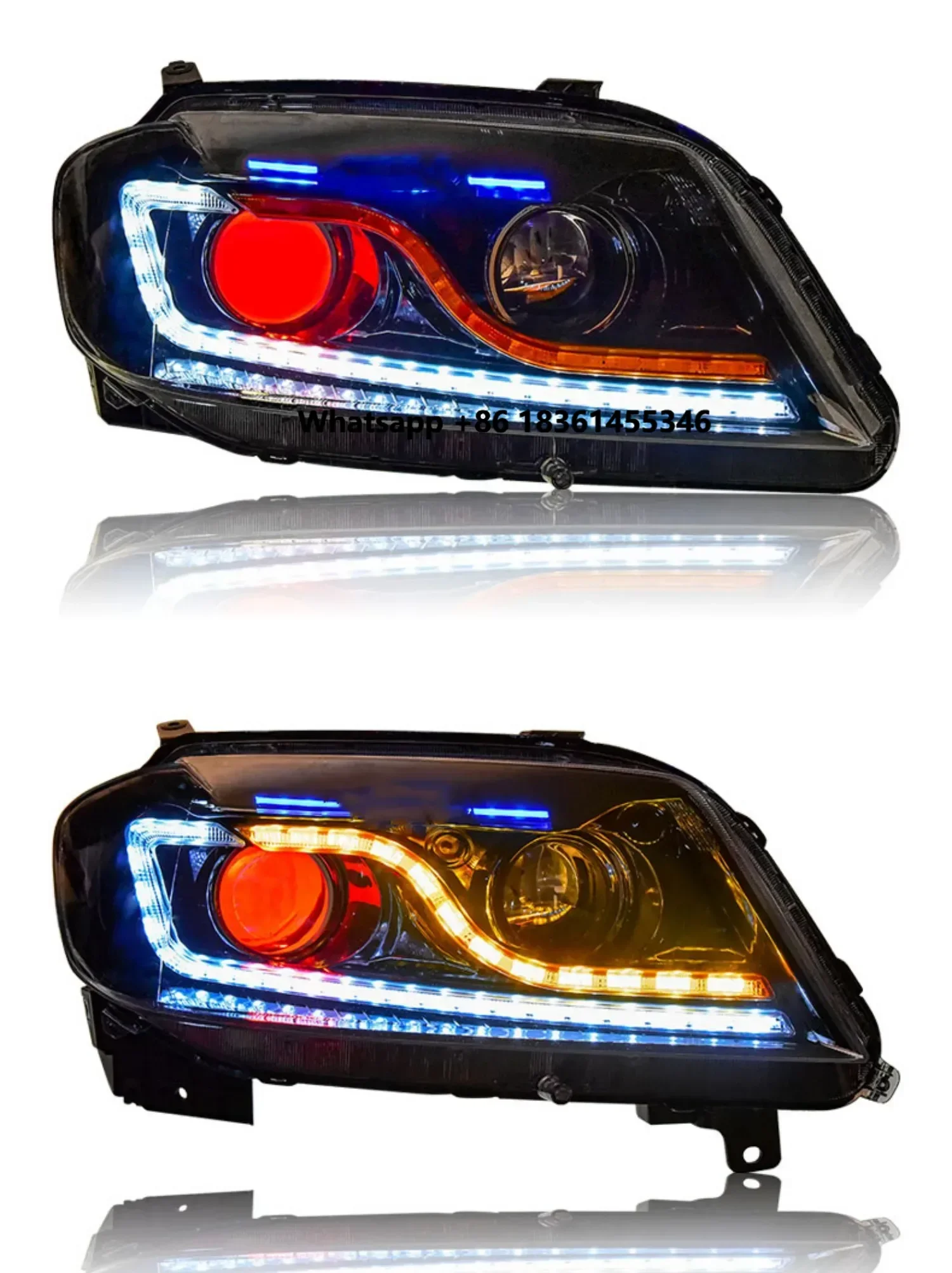 

2 шт. передних светодиодных фар для автомобиля с ДХО, дневными ходовыми огнями и эффектом «ангельские глазки» для H6, с функцией указателя поворота