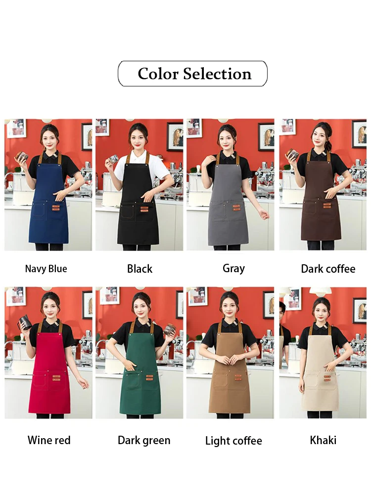 Premium Waterproof Canvas Neck Apron - Adjustable Oil-Resistant Design with Full Protection for Hot Pot Restaurant Kitchen Staff