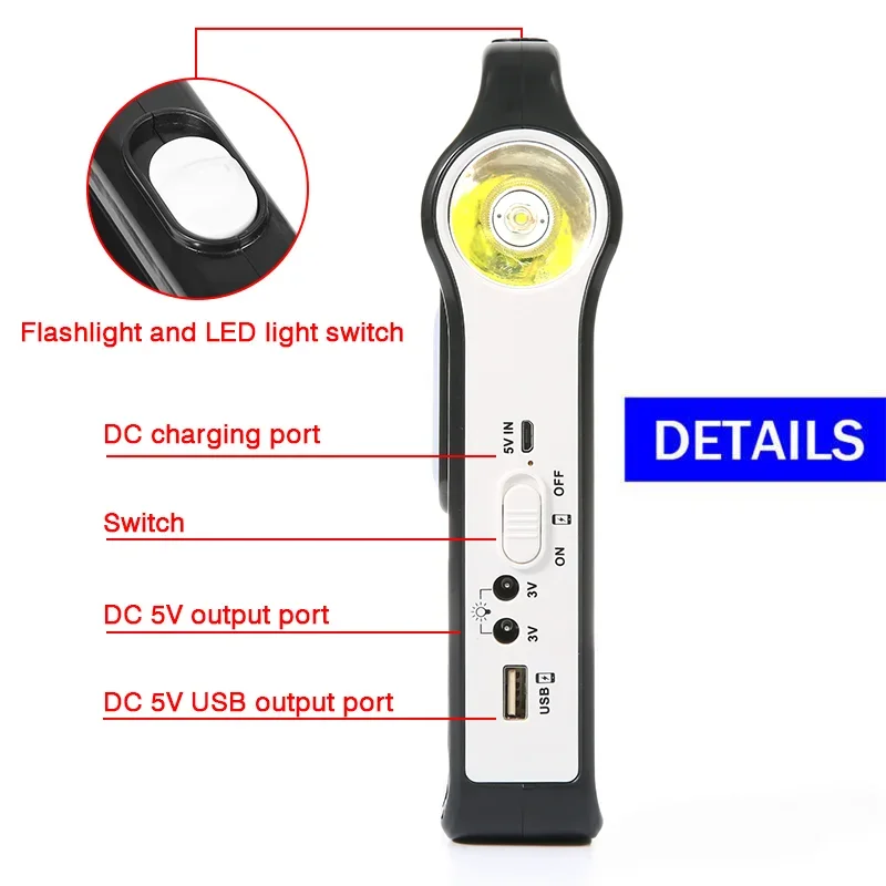 15W Rechargeable Solar Panel Power Storage Generator Kit Portable USB Charger With Lamp Lighting Home Solar Energy System