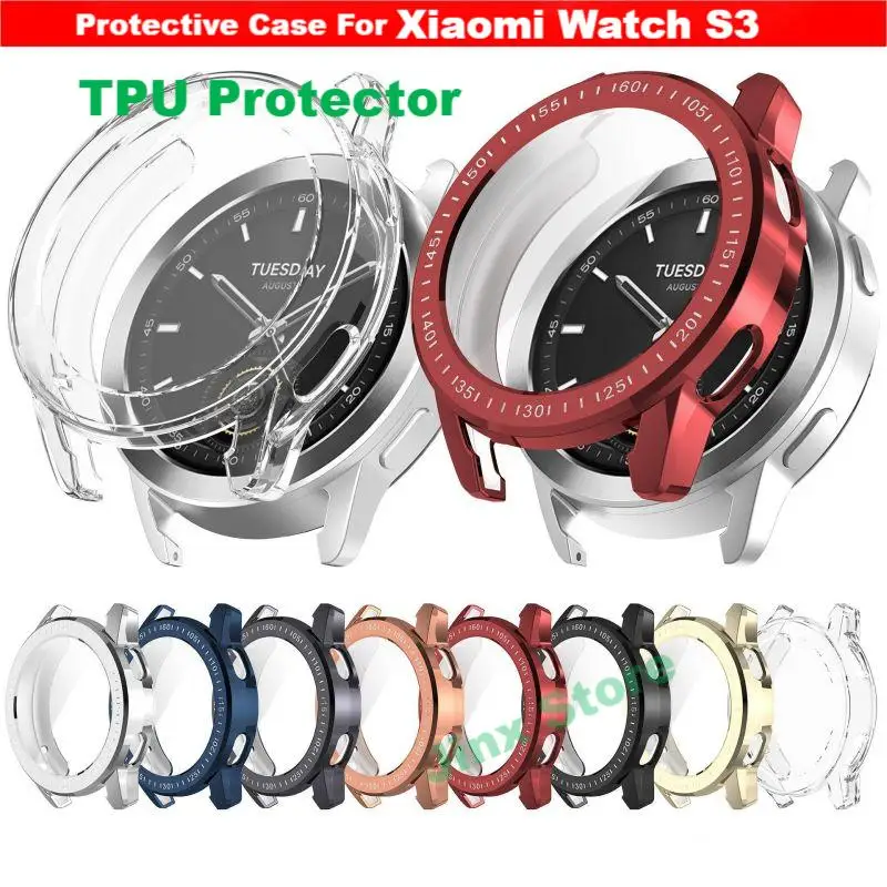 Plating Case para Xiaomi Watch S3, Smart Strap, Soft Protector Shell, All-around Bumper, Capa Protetora, Acessórios Mi Watch