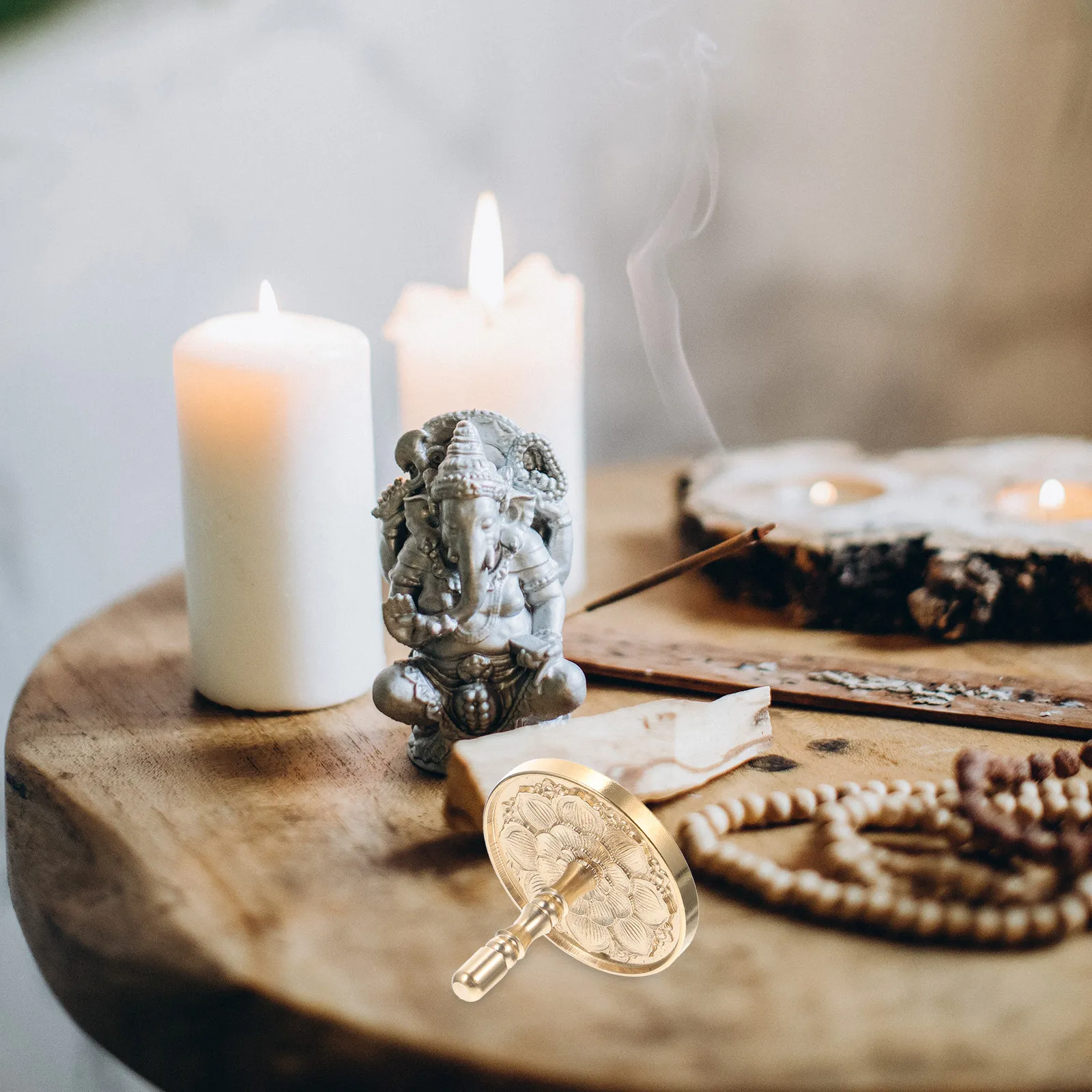 1Pcs Premium Brass Incense Ash Press Tool Delicate Lotus Design for Home Office Temple Yoga Room Meditation Study Birthday Gift