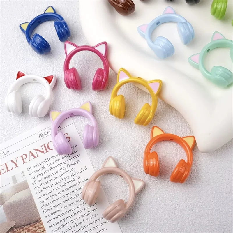 

Новое поступление, 50 шт./лот, цветной узор, принт, мультяшные наушники, акриловые бусины, ювелирные изделия «сделай сам», аксессуары для одежды