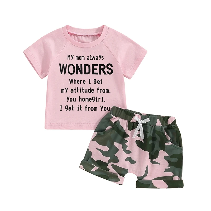 Newborn Baby's Clothes Girl 2Pcs Summer Outfits Short Sleeve T-Shirt Camouflage Shorts Toddler Loungewear Children's Clothing