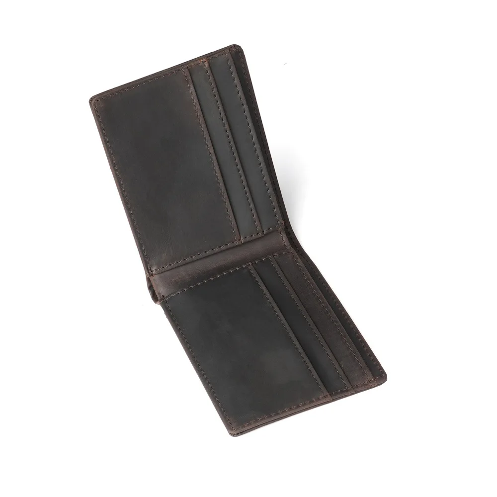 

1162 Men's Bifold Short Leather Retro Wallet, Cowhide Crazy Horse Leather Wallet, Casual Portable Card Bag