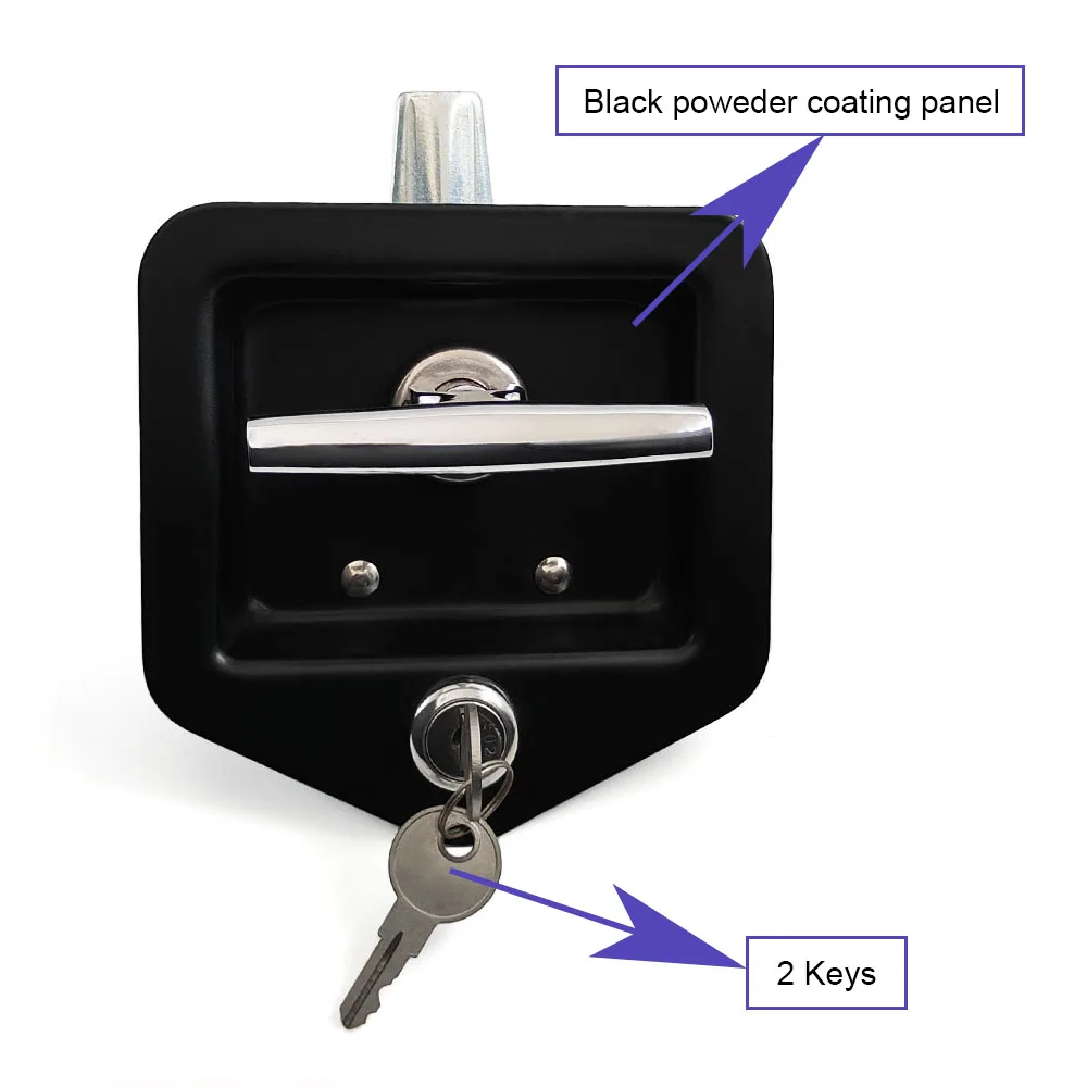 أسود قابل للطي T مقبض قفل راحة أقفال باب الخزانة شاحنة مقطورة أداة صندوق مجداف مزلاج مع مسمار #2