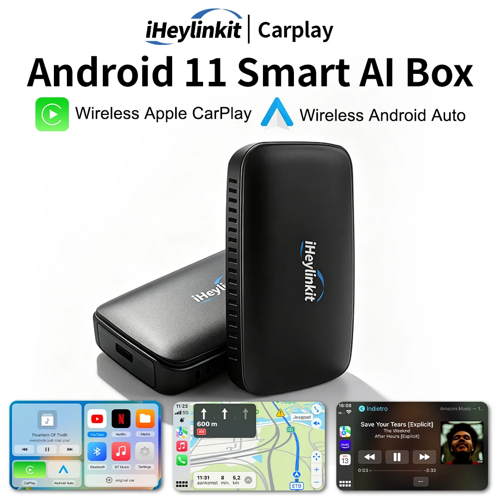 

iHeylinkit Smart Ai Box Android 11 Wireless CarPlay Android Auto Adapter Built in Youtube Netflix for Cars with Wired Carplay