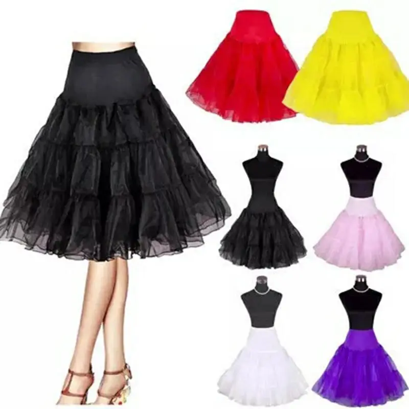 Nowa krótka halka Vintage 3-warstwowa bufiasta halka z organzy Retro krynolina podkoszulek Rockabilly Cosplay Swing spódnica Tutu