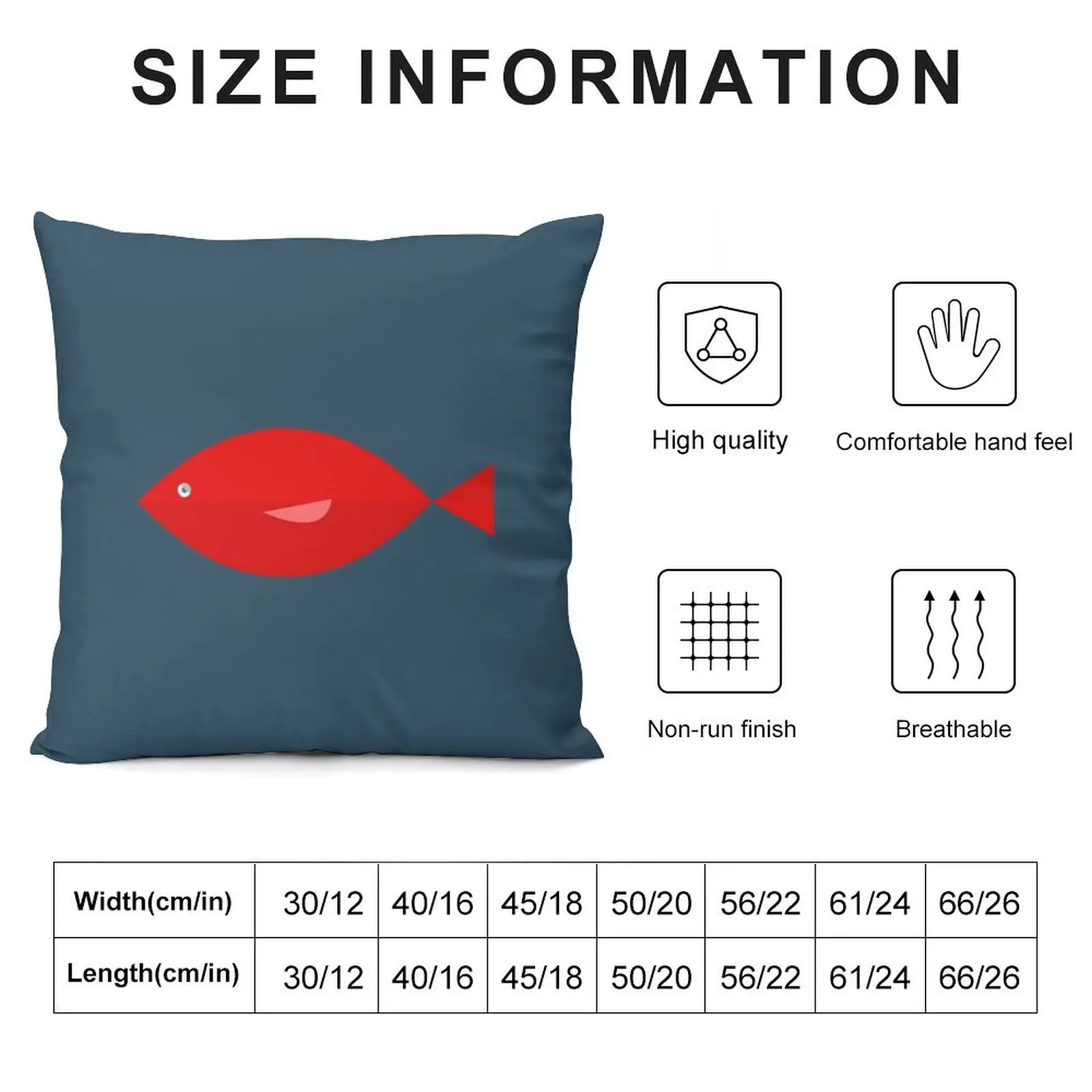 Sleepy Red Fish in a Steel Blue Sea. Minimalist Ocean Design Throw Pillow Couch Cushions Elastic Cover For Sofa pillow