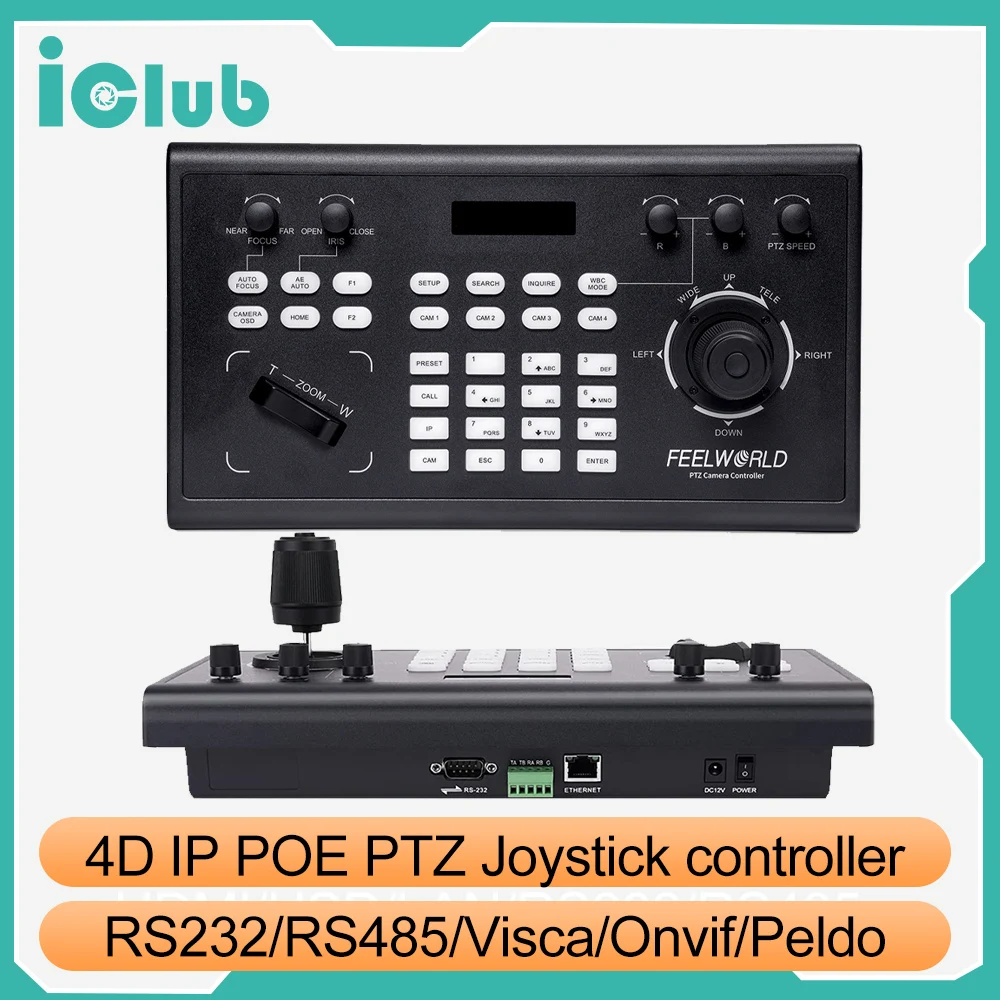 4D IP Joystick Controller POE PTZ Camera Controller Video Conference Ptz Keyboard Visca PELCO-D/P RS232 RS485 for Broadcast