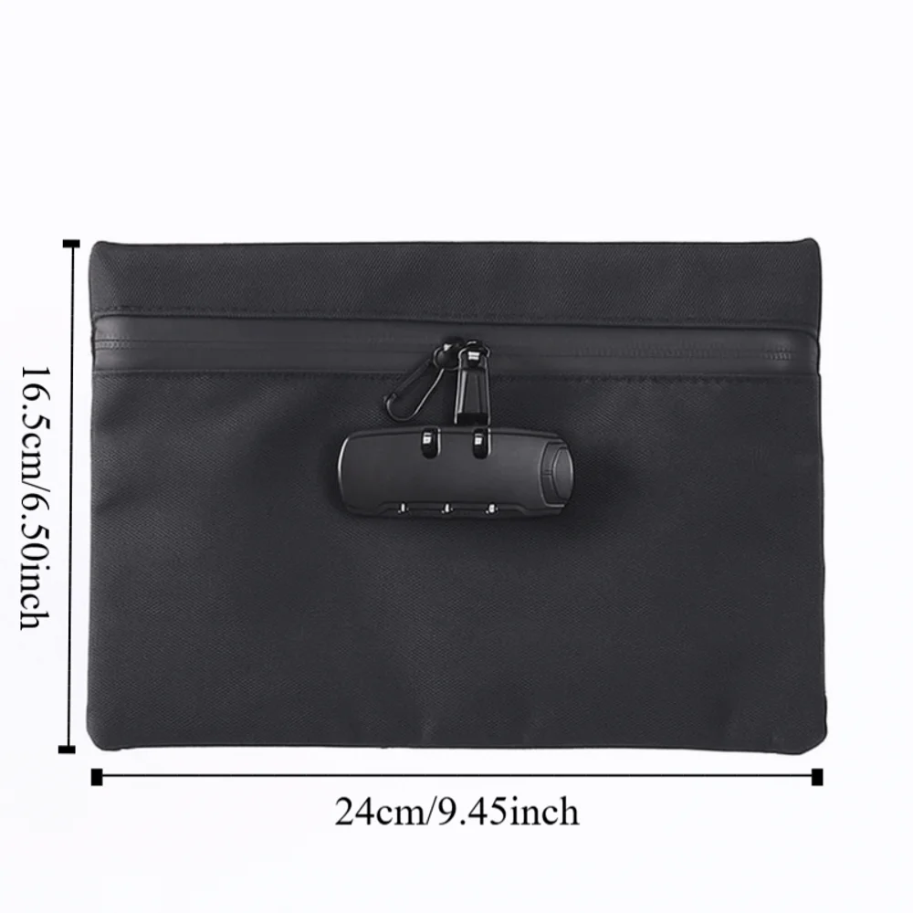 Combination Lock Money Bag with Lock Canvas Waterproof Portable Locking Pouch Portable Zip Closure Security Document Bag