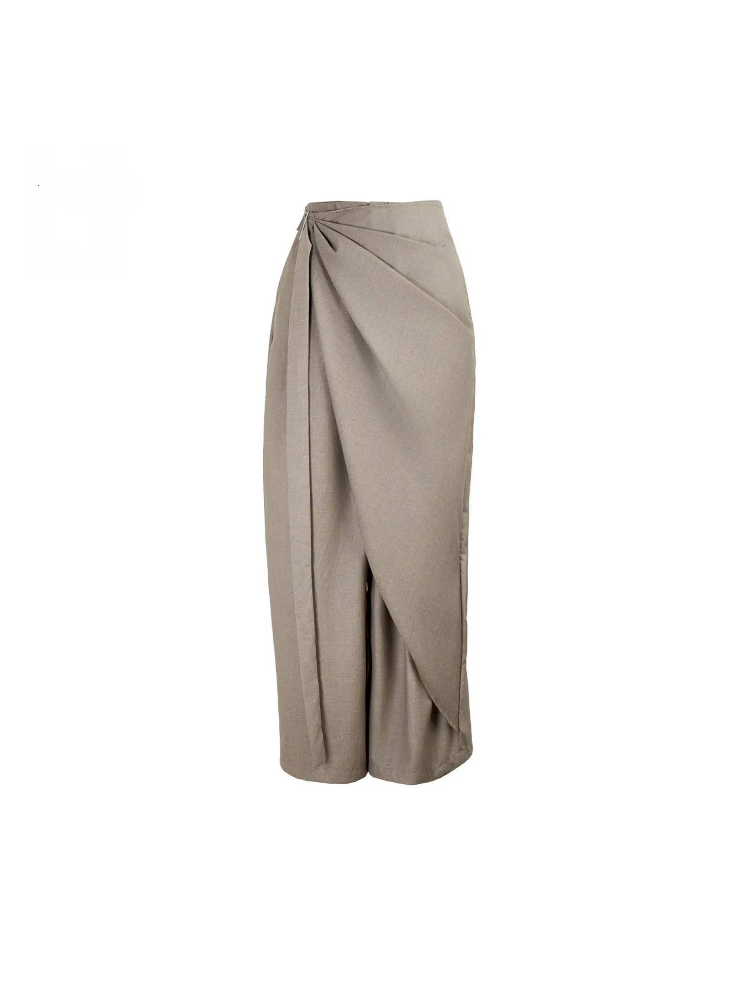 Calças Femininas Casuais de Verão Forever 21 com Perna Larga, Design Assimétrico e Caimento Fluido, Soltas, Efeito Emagrecedor, Cintura Alta, Fibra de Poliéster