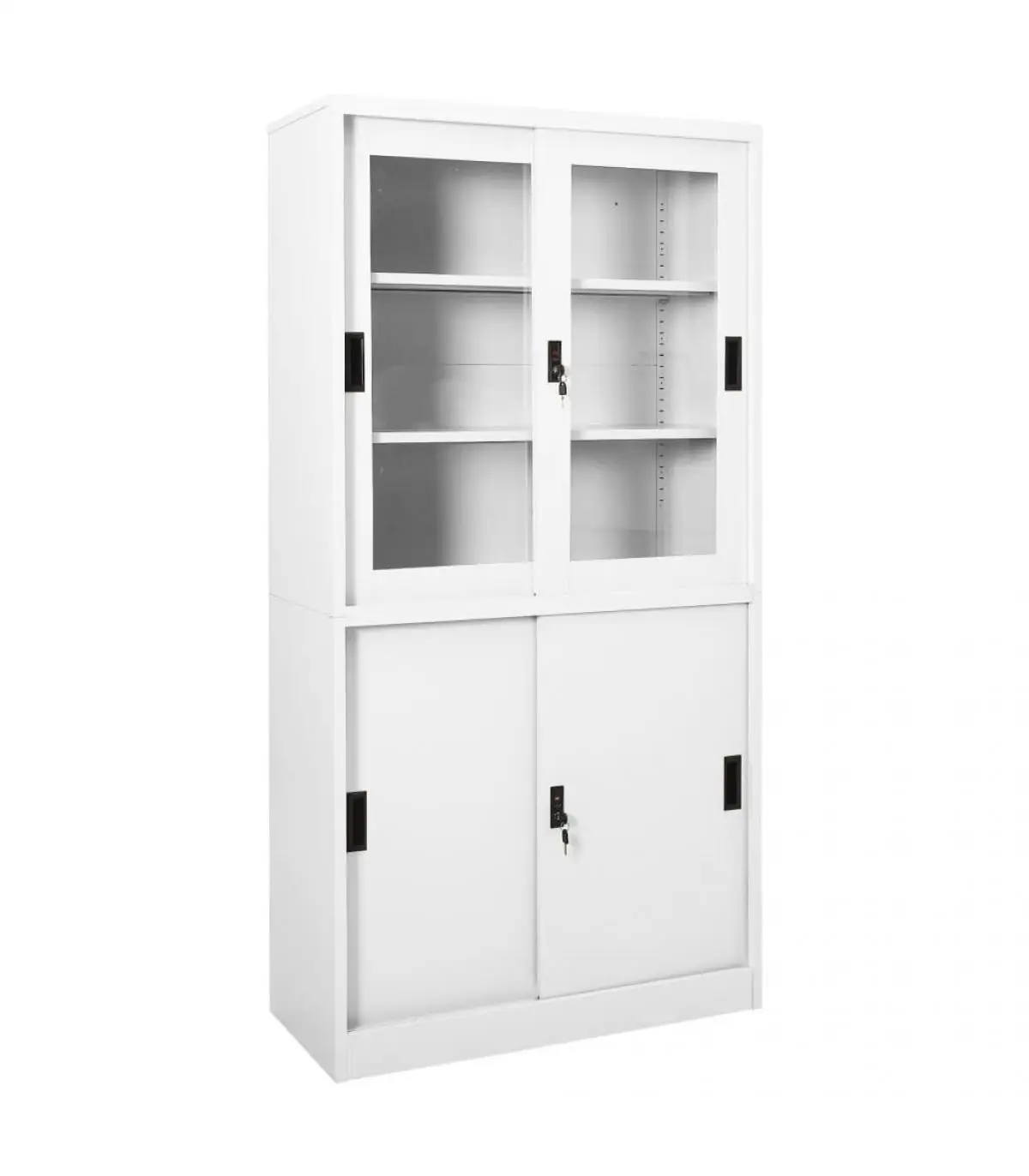 Lockers and Lockers Storage Office Cabinet Sliding Door Steel White 90x40x180 cm