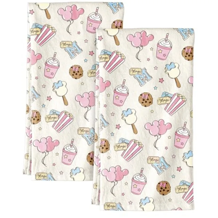 

Flour Sack Kitchen Towels - Set of 2 Cotton Dish Towels with Hanging Loop Decorative 16x26 Ih Absorbent Cute Design for Housewa