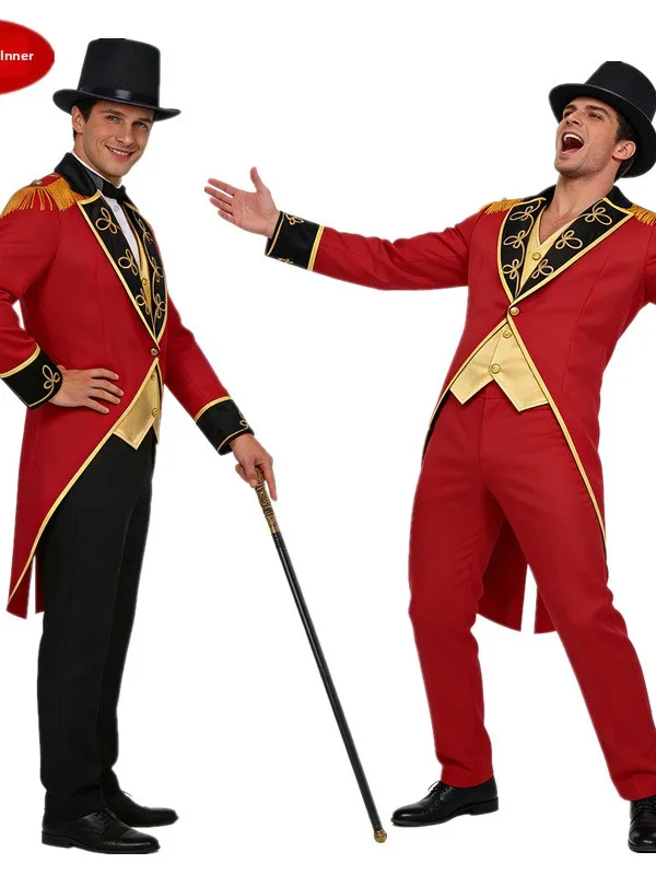 

Костюм для выступлений в стиле ретро-цирк: Красное пальто командира, одежда для исполнителей, традиционный китайский этнический наряд для женщин...