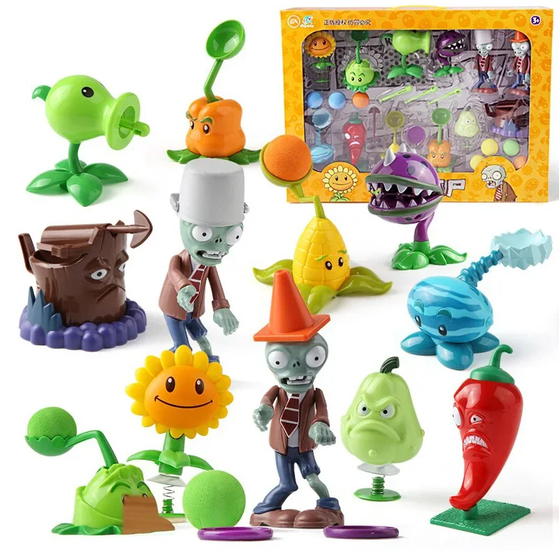 Plants vs Zombies 2 Toys Set Series Original Anime Action Figures Soft Silicone Zombie Birthday Christmas New Year Gift Boys