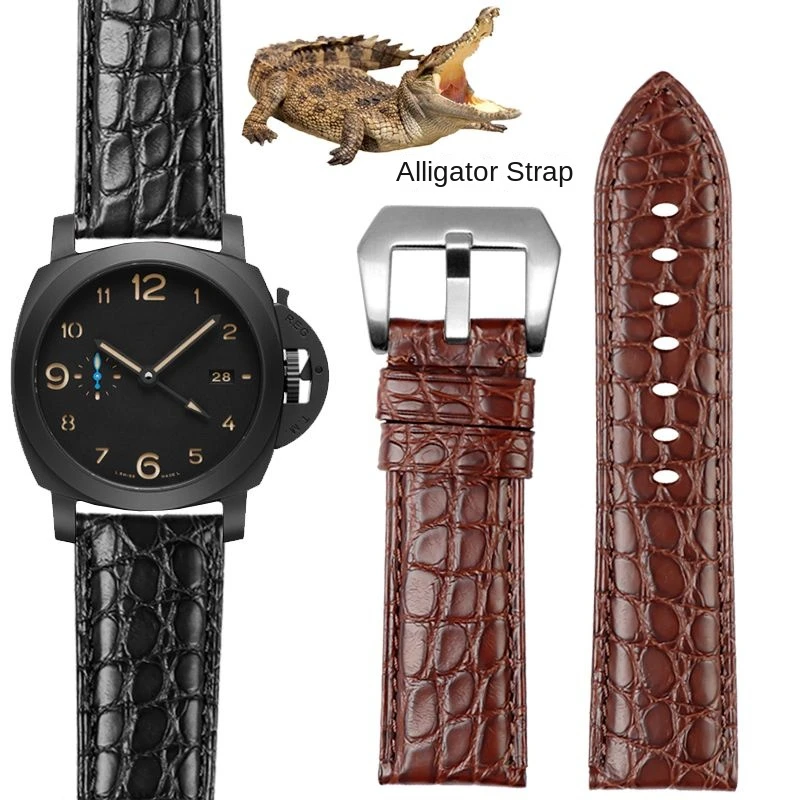 For Panerai 1940 crocodile leather strap PAM441 PAM111 AM01274 1135 1144 1313 large watch strap men watchband 22mm 24mm 26mm