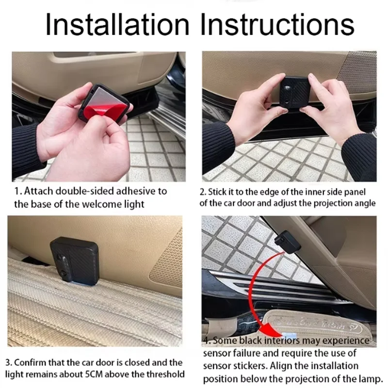2PCS Car Logo Wireless Door Control Projector LED Shadow Welcome Light Car Accessories Model Matching Wireless Installation Atmo - view 2