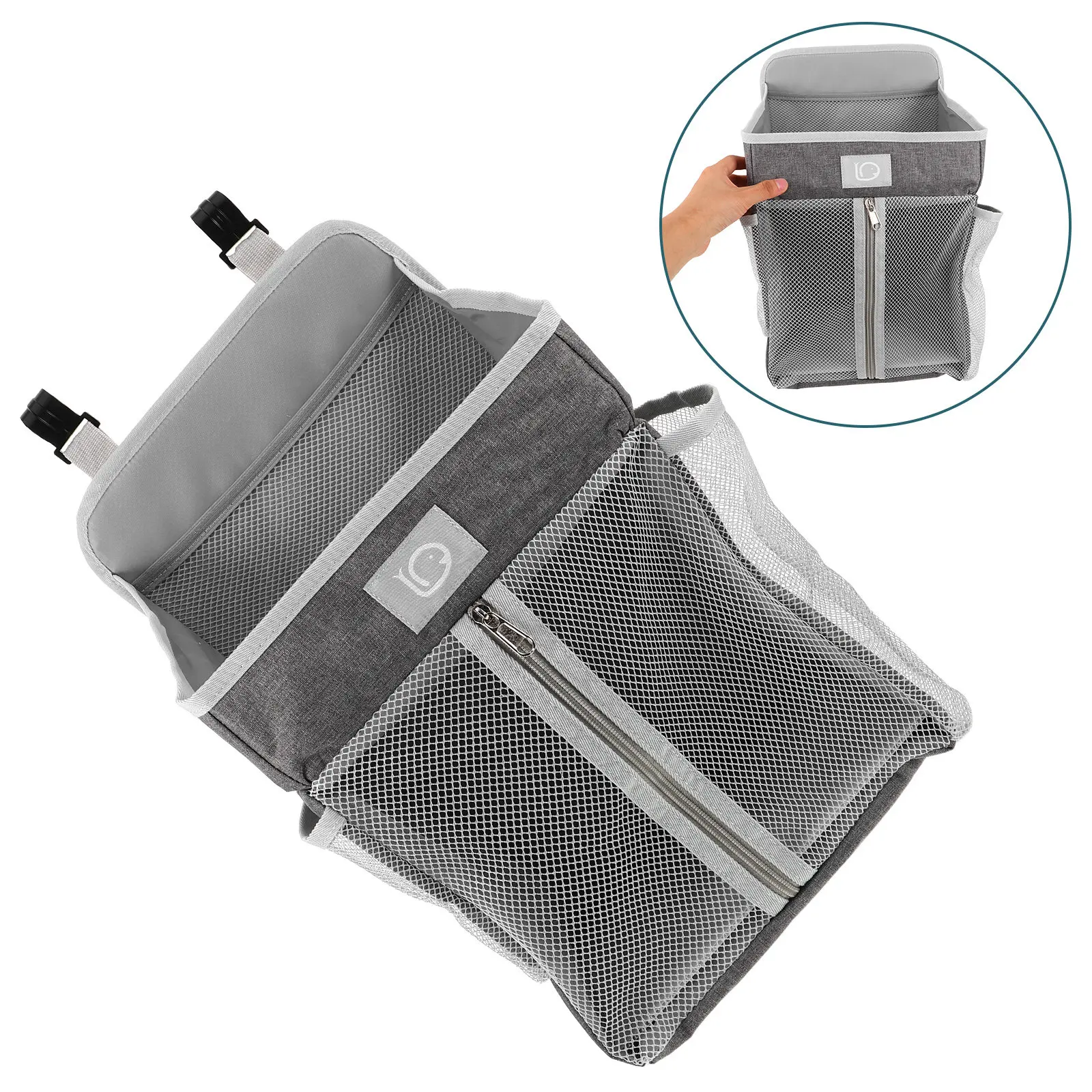 Extra Large Bedside Hanging Storage Bag for Baby Diapers Wipes Bottles Over Crib Rail Stroller Nursery Organizer Space Saving