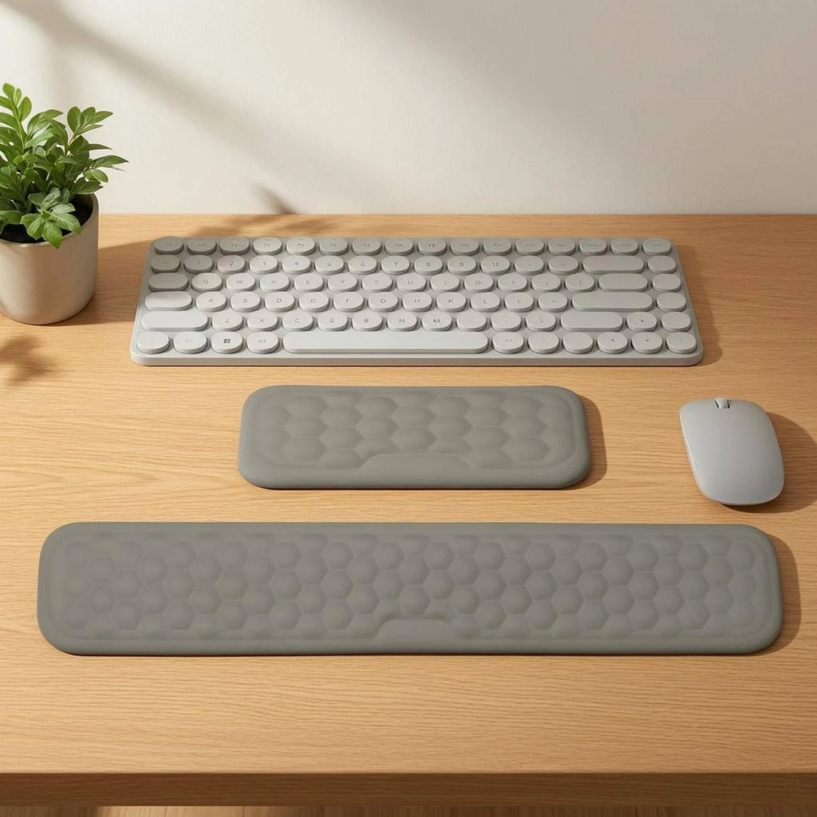 2 Pieces Memory Foam Wrist Rest Set Textile-Covered-Covered Keyboard and Mouse Wrist Rest Set Computer Accessory Honeycomb