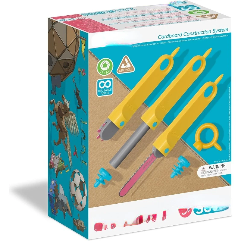 

Invent | Upcycled Cardboard Construction Toolkit in Large Toolbox (360 Pieces) | STEM + STEAM Educational Toys for At Home Play