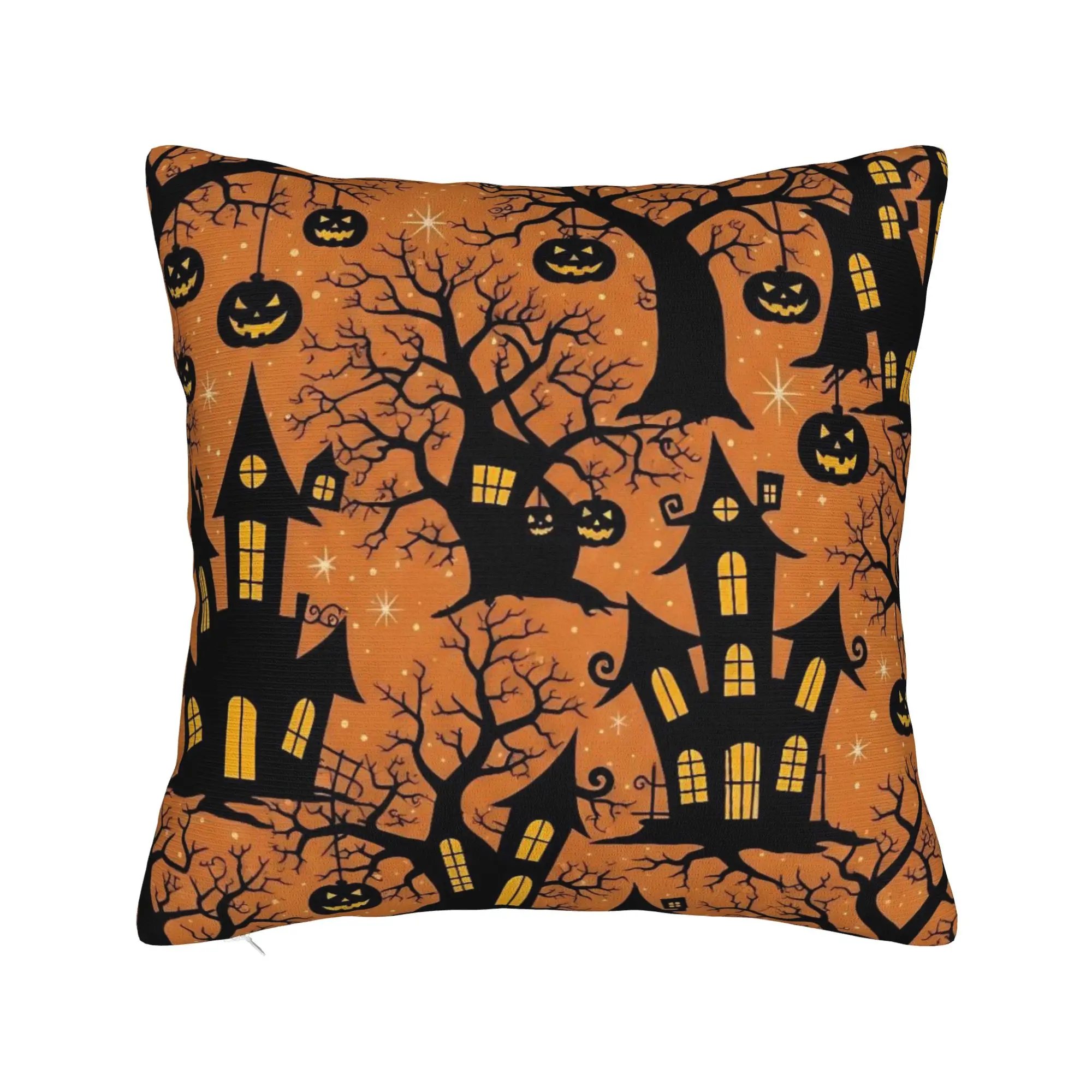 Happy Halloween Cartoon Square Pillowcases Polyester Sofa Bats Ghost Spooky Cushion Case Cool Home Decoration Pillowcase 40*40