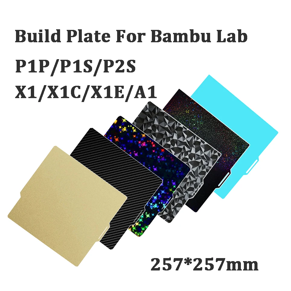 

For Bambu lab X1 Carbon Build Plate A1 PEI Sheet Textured Double Sided PEO PET Bed For Bambulab P1S P1P X1C P2S Build Plate