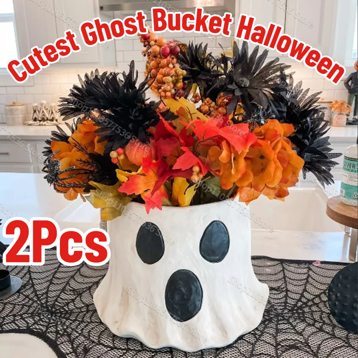 2024 New Cutest Ghost Bucket Vase,Viral Ghost Bucket Halloween,Ghost Planter Pot,Ghost Candy Bowl for Halloweendecor for Garden