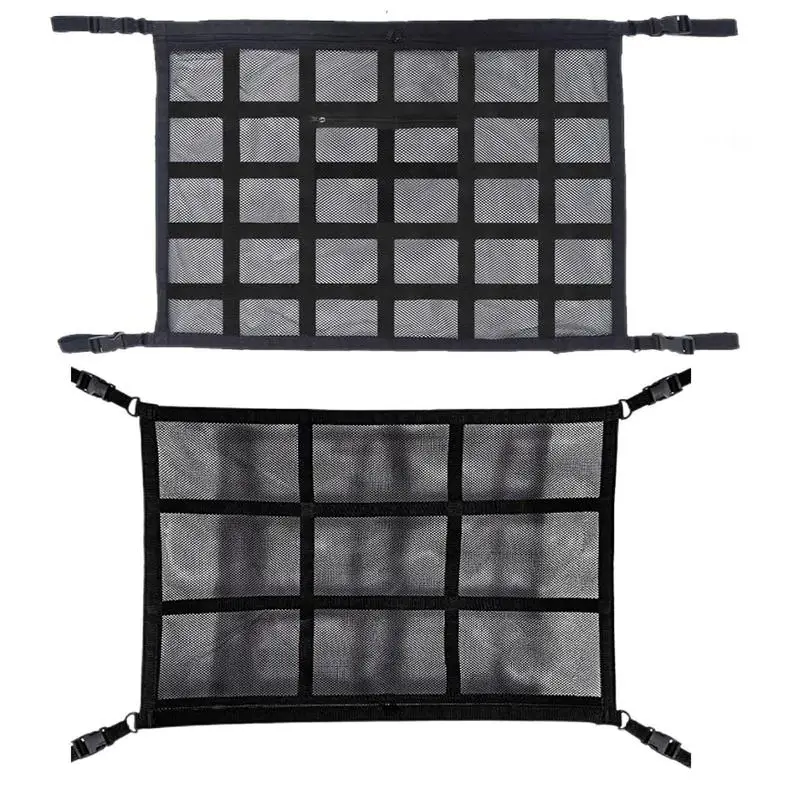 Car Ceiling Cargo Net Pocket Heavy Duty Automotive Cargo Nets Adjustable Double-Layer Mesh SUV Roof Organizer For Putting Tent