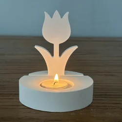 Soporte de vela de tulipán, molde de silicona, adornos de candelabro de rosas, Molde de resina de fundición de yeso de cemento, regalos de decoración de vacaciones para el hogar