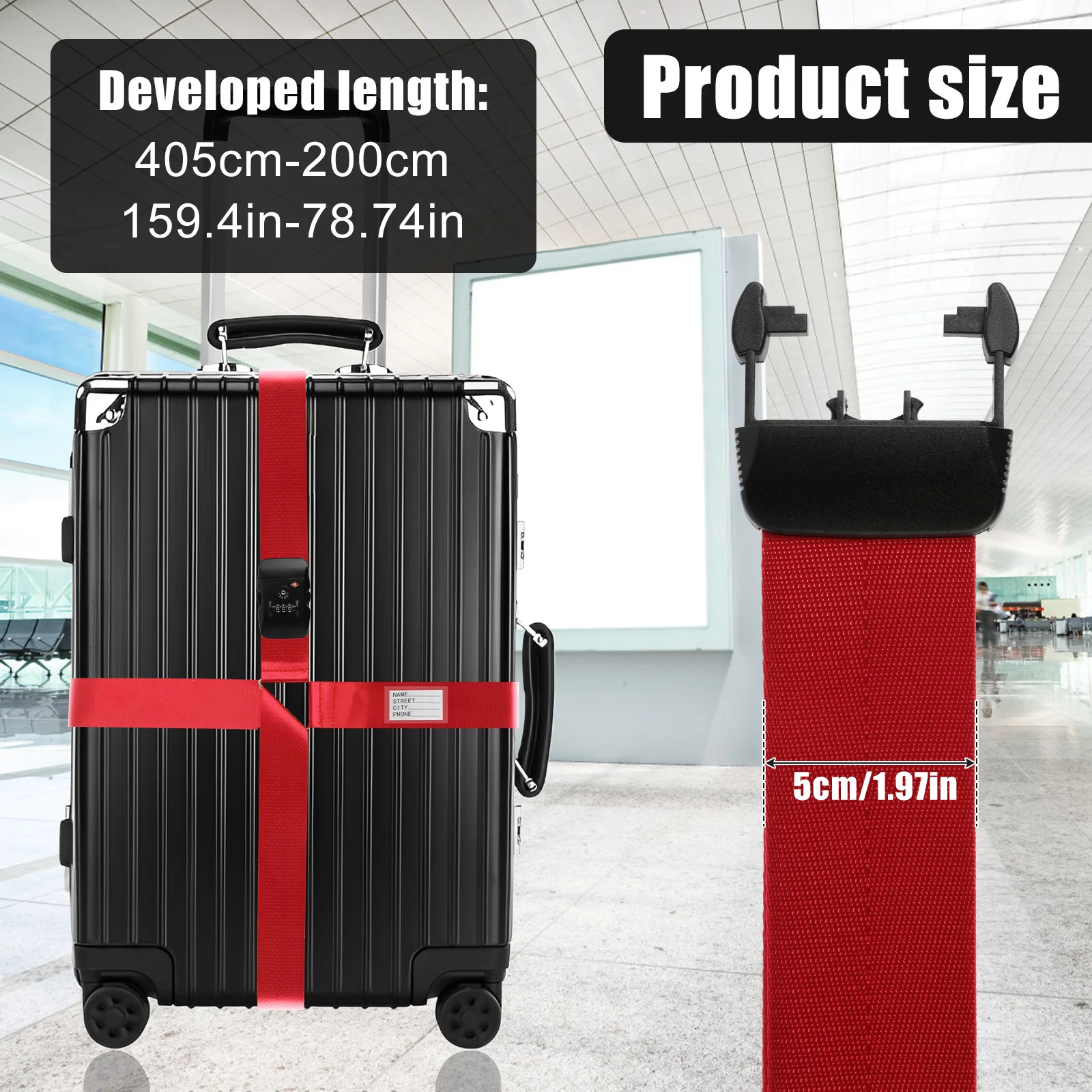 Anti-theft Luggage Belt Protect Suitcase Cross Strap TSA Custom Lock Adjustab Bundle Pack Baggage Belt for 20-32in Luggage Strap