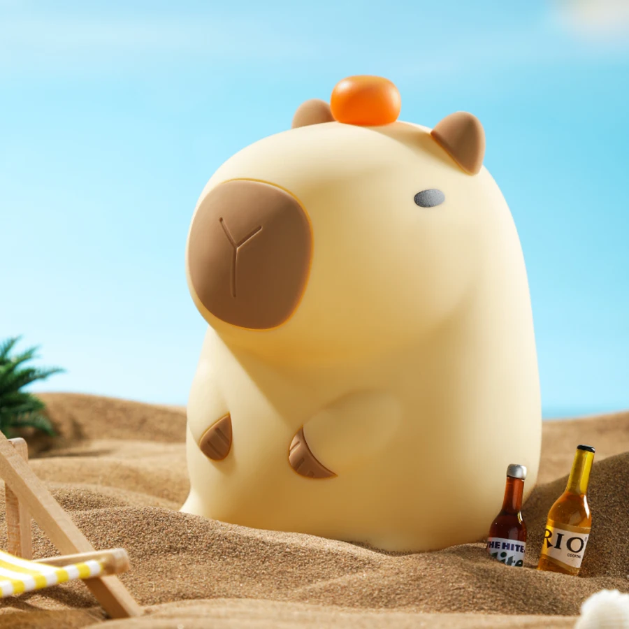 Capybara-luz nocturna de silicona de dibujos animados para niños, lámpara de noche con temporizador de atenuación recargable por USB, decoración de habitación, regalo para niños