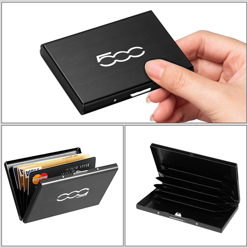 Car Decal Multi-Function Stainless Steel Card Box Coin Storage Box For FIAT 500 Grande Stilo UNO Bravo Panda Freemont Linea