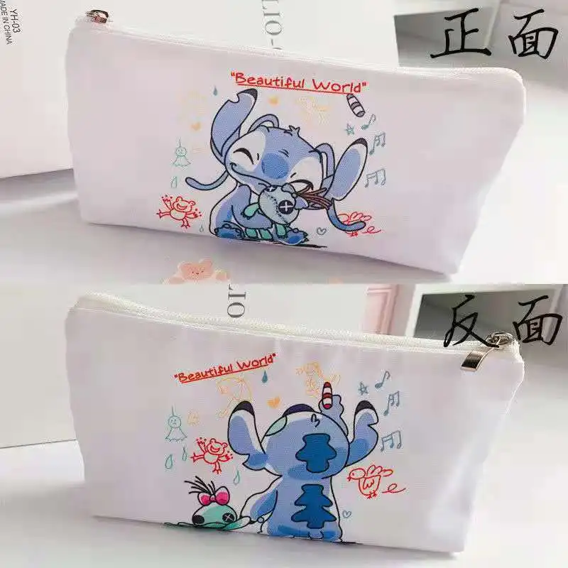 

Kawaii Stitch Disney Pencil Case Anime Lilo & Stitch Print Cartoon Students Pen Storage Bag Stationery Toy School Supplies Gift