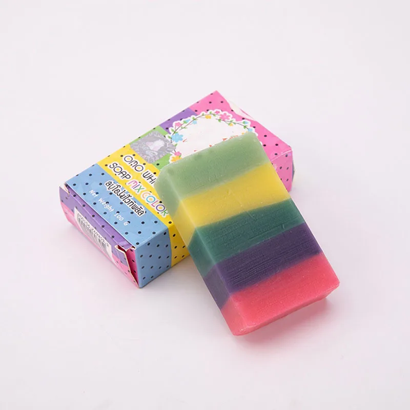 100G Fruit Rainbow Soap Handmade Essential Oil Cleansing Bath Women Children