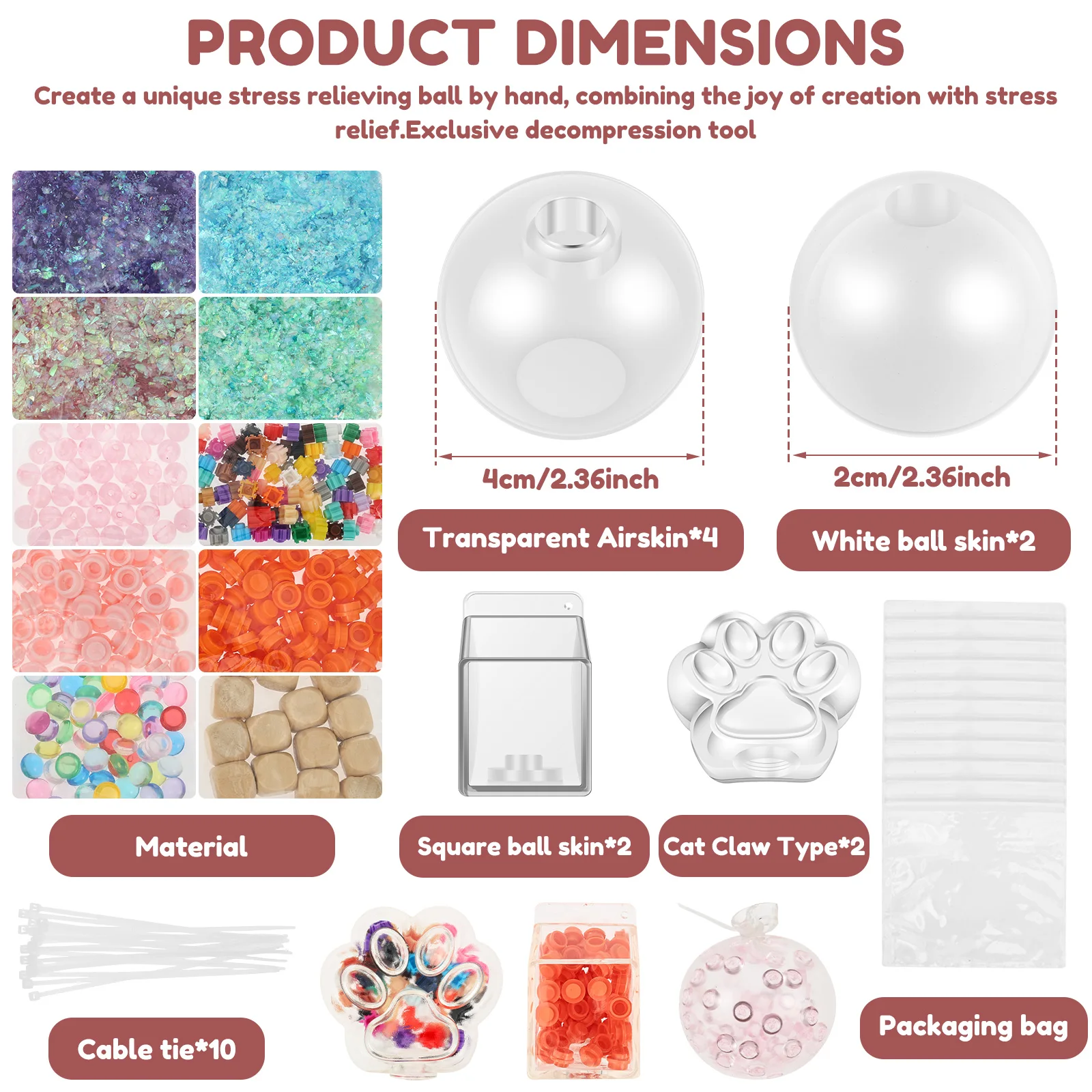 DIY Stressball-Bastelset: Angstlösendes Quetschball-Set, Handgemachte Stressball-Formmaterialien für ASMR-Entspannung – Detail 4