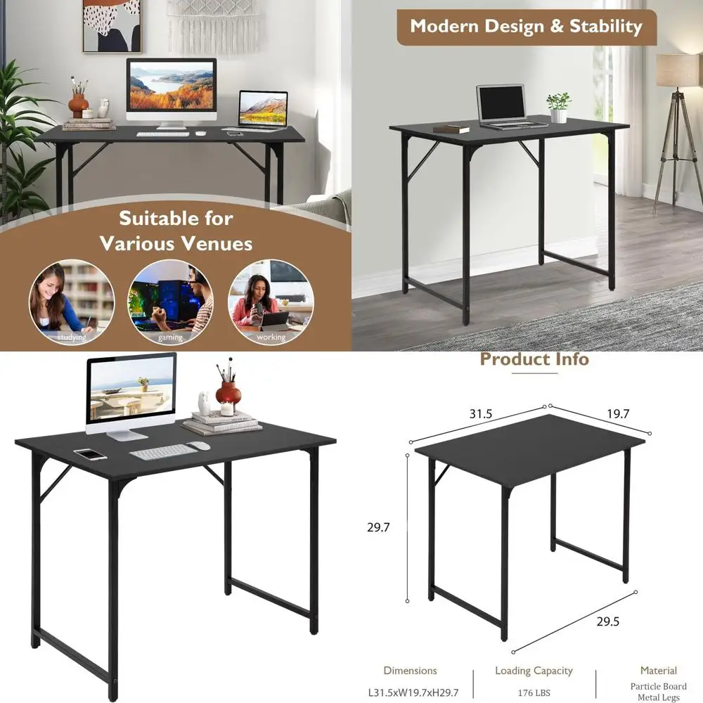 

Современный домашний офисный стол, письменный стол 32 дюйма в элегантном черном стиле