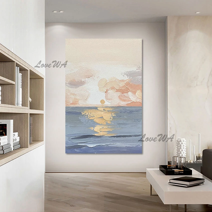 

Handmade Sunset Scenery Oil Painting Knife Acrylic Artwork Pieces Murals Hot Selling Home Decoration Picture Wall Image Art