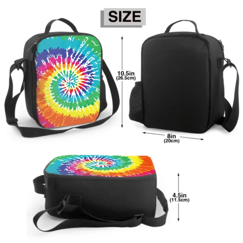 Tie Dye Background Insulated Lunch Box Leakproof Portable Lunch Bags with Adjustable Shoulder Strap Reusable Cooler Tote Bag