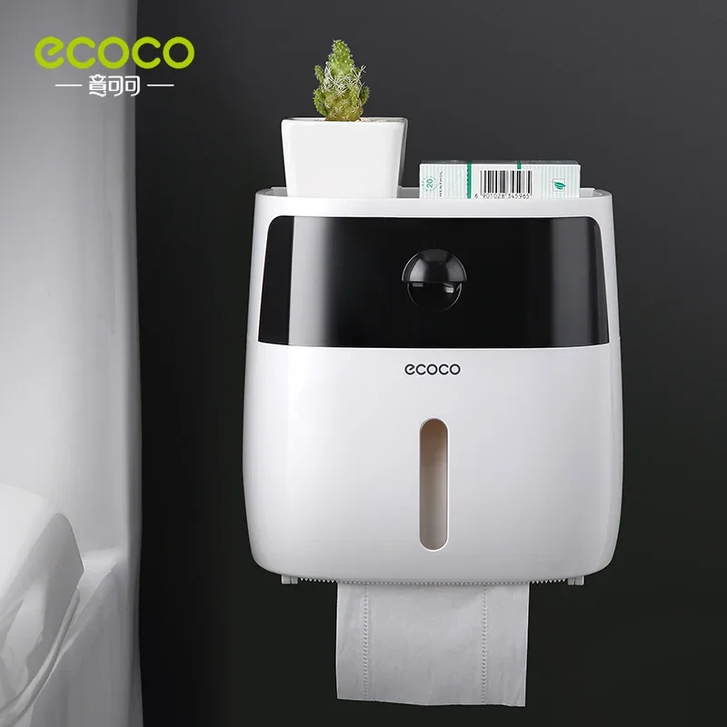 ecoco Double-layer drawer tissue box household perforated free creative waterproof paper drawer, paper drum, toilet storage rack