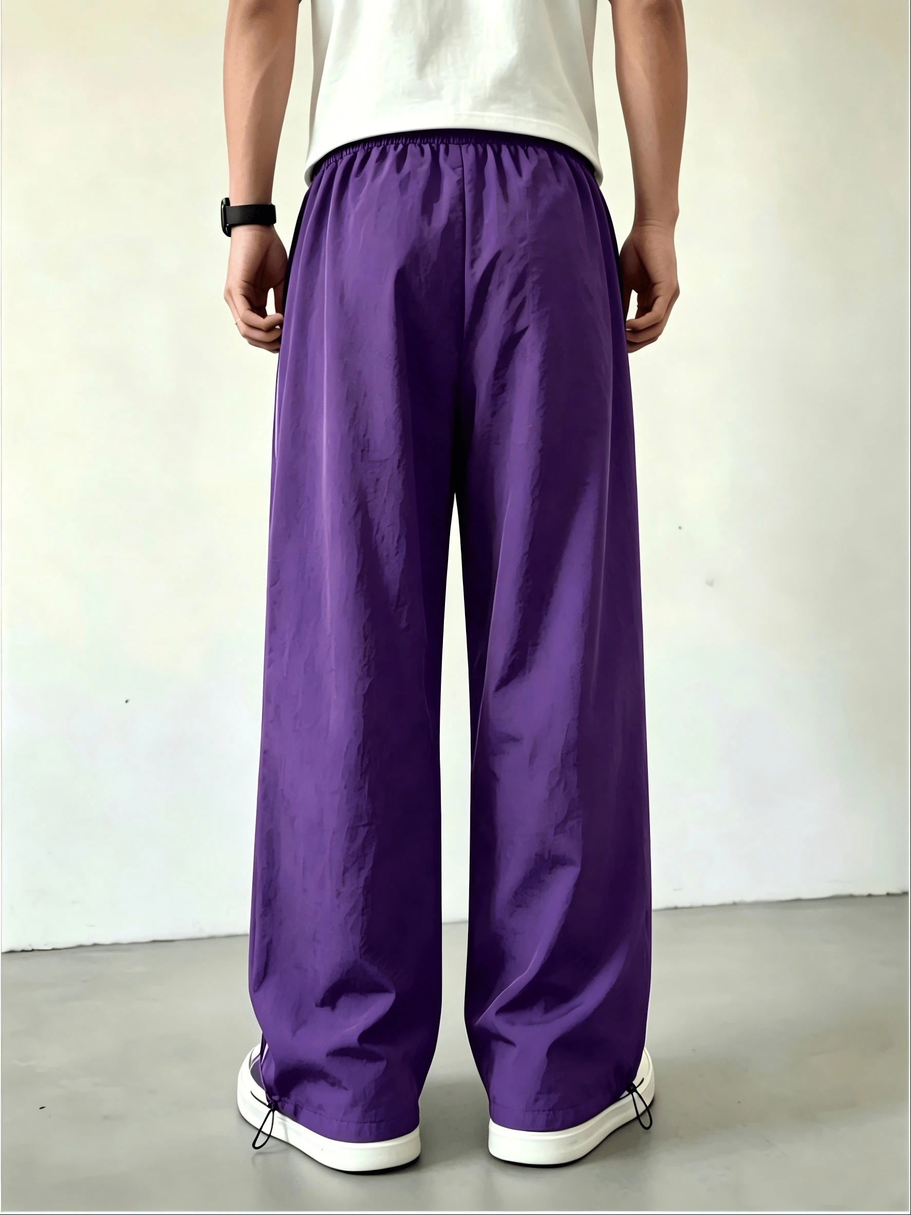 2026 New Style Purple Color Block Stripe Track Pants Elastic Drawstring Loose Y2K Hip Hop Streetwear Casual Long Trousers kids