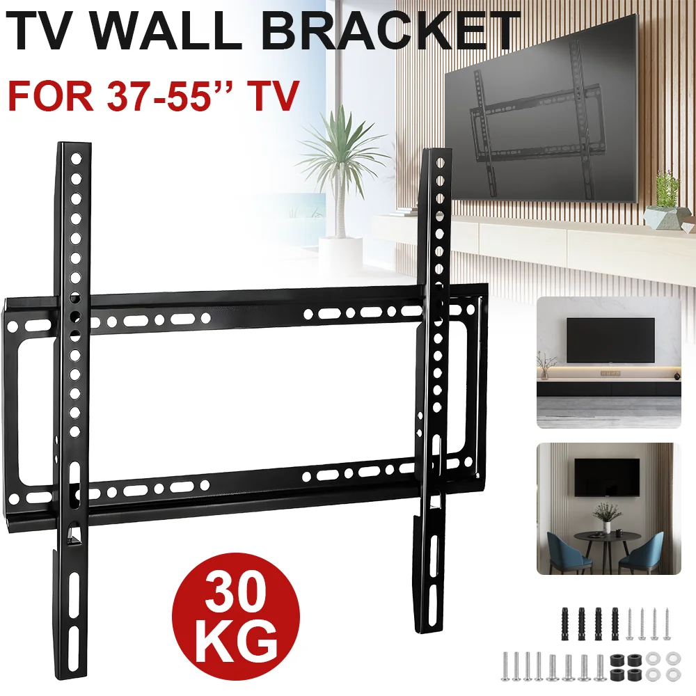 Staffa per montaggio a parete per TV LCD LED Supporto per TV regolabile inclinabile Supporto per monitor per montaggio su TV da 32-60 pollici Supporto a parete per TV piatta a basso profilo