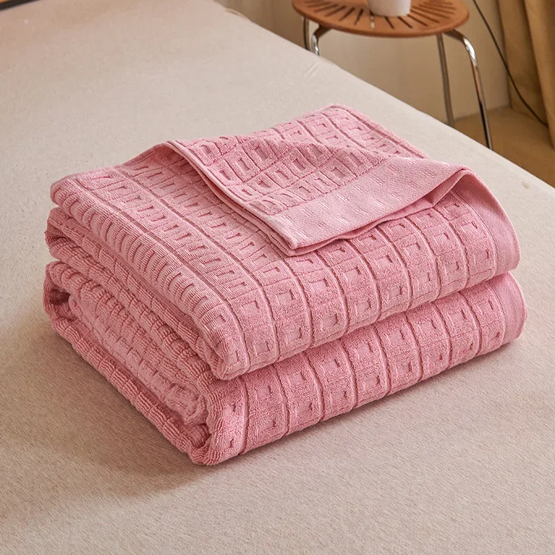 Cotton Jacquard Breathable Towel Quilt Office Nap Sofa Throw Blankets Machine Washable Durable Smooth Soft Skin-friendly Sheet