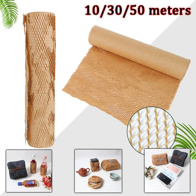 

10/50M Honeycomb Cushioning Wrap Roll for Moving Shipping Packaging Gifts Recyclable Honeycomb Paper Supplies Bubble Paper Wrapp