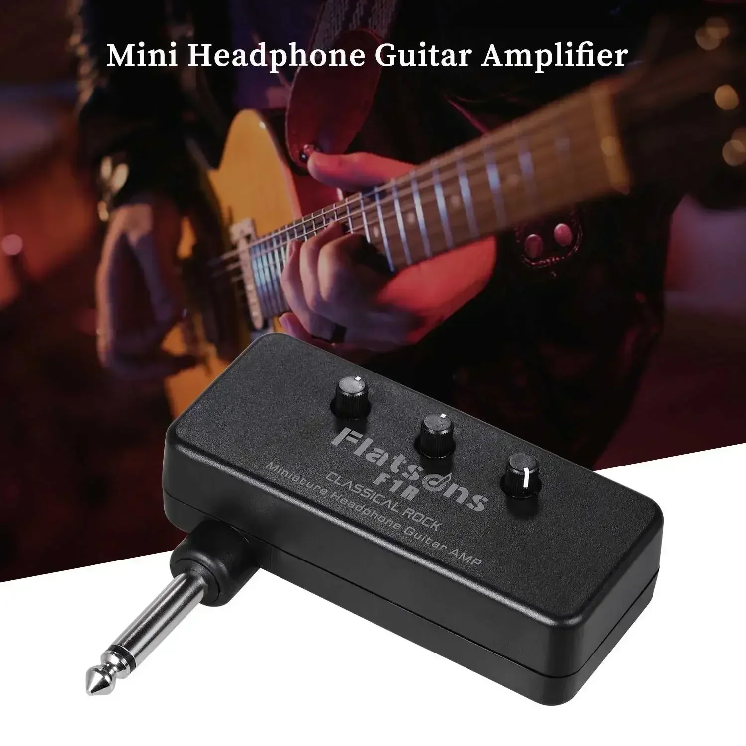 Flatsons Mini Headphone Guitar Bass Amplifier F1R Headphone Amp with 3.5mm Headphone Jack AUX Input Plug Guitar Accessories