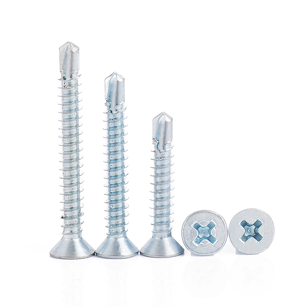 20/30pcs Cross Flat Head Self Drilling Tapping Screw Stainelss Steel Zinc Plated M3.5 M4.2 M4.8 Hardiflex Screw for Sheet Metal