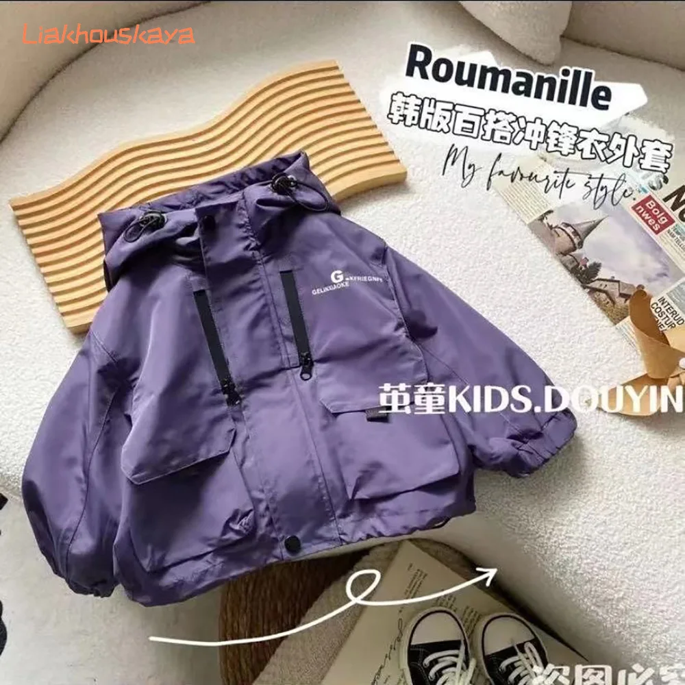 2025 New Kids Windbreaker Jacket Spring Autumn Fashion Trench Coat for Boys Girls Toddler Children Windproof Outdoor Outerwear
