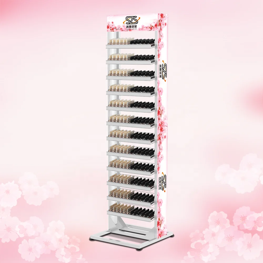 Metal Nail Polish Display Rack, 12 Floor Shelf Display Rack, Nail Beauty Cosmetics Display Rack,  Retail Store Shelf