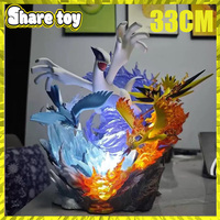 33cm Pokemon Evolution Anime Figure Legendary Bird Lugia Figures Articuno Zapdos Moltres Led Light  Model Statue PVC toys gifts