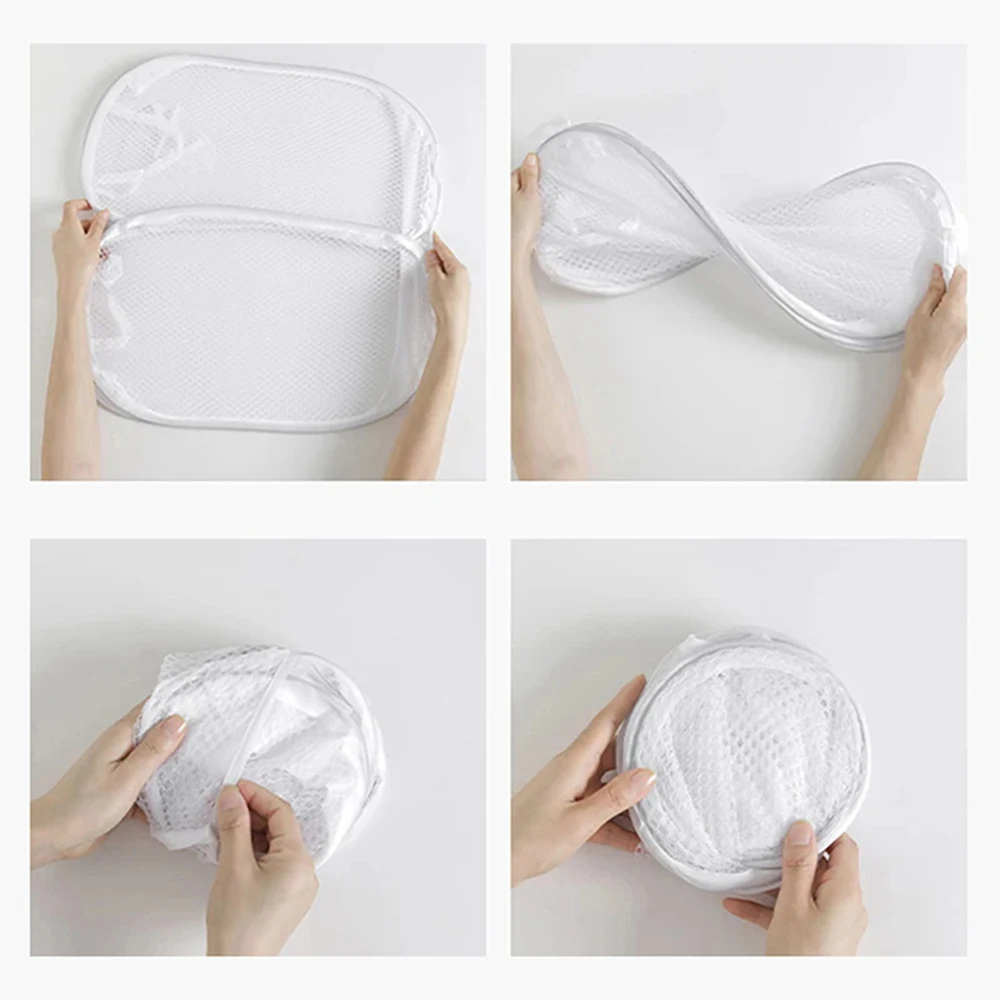 Mesh Foldable Dirty Clothes Basket Monochrome Simple Storage Basket Dirty Clothes Basket Household Laundry Basket Miscellaneous image 5