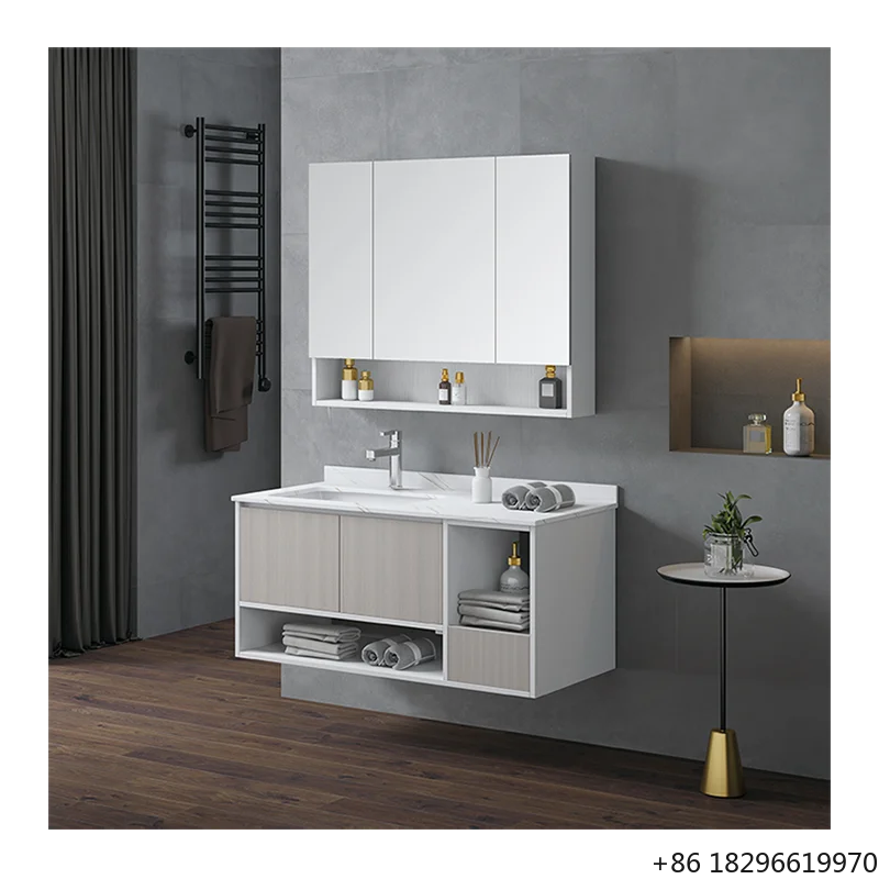 Factory Direct Waterproof PVC Bathroom Cabinet Wall Hung Vanity With Mirror Wash Basin For Hotel Home Bathroom Furniture